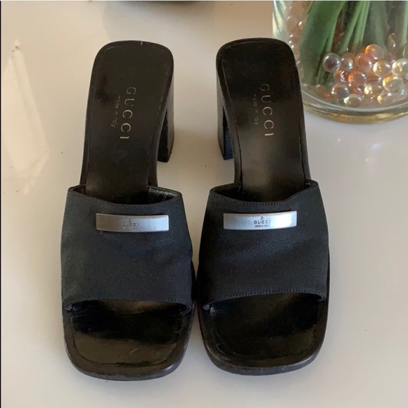 gucci block heel mules